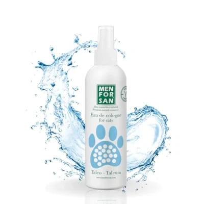 Imagen de MENFORSAN Agua de Colonia Talco para Gatos 125 ml, Proporciona un Olor Muy Agradable, Efecto Desodorante