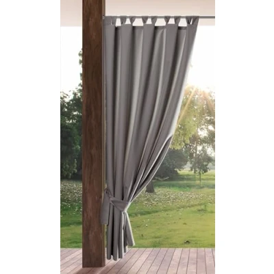 Imagen de Eurofirany GARDEN Cortinas Exterior con Trabillas 1 pz. Cortina de Impermeable, Resistentes al Viento, para Jardín, Patio, Balcón, Terazza, 155x260 cm, Gris Oscuro