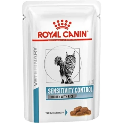 Imagen de Royal Canin Veterinary Sensitivity Control 12 x 85 g Alimento Completo para Gatos Adultos Reducir los síntomas de intolerancia a nutrientes Trozos en Salsa