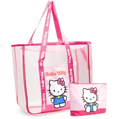 Imagen de Get Trend Hello Kitty Bolso de Playa Mujer Adolescente Bolsa Verano con Neceser Pequeño Viajes Accesorios para (Hello Rosa)