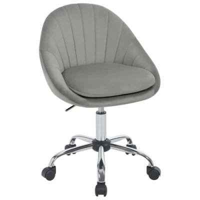 Imagen de WOLTU Silla Escritorio, Oficina con Ruedas, Tocador Giratoria Respaldo Amplio, Ordenador Terciopelo, Ergonómica de Estudio y Salon, Marco Metalico, Gris Claro, BS167hgr