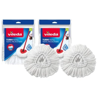Imagen de Vileda 160504 EasyWring and Clean Turbo Classic, Cabezal de Recambio fregona Microfibra, Blanco, 2 Unidades