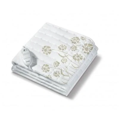 Imagen de Beurer TS23 Calientacamas individual, transpirable, lavable, 3 potencias, display iluminado, cama 80x150cm, blanco con dibujo flores