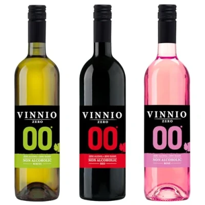 Imagen de VINNIO Pack Degustación Vino sin alcohol 0,0 Premium Blanco, Tinto y Rosado Caja de 3 botellas x 0,75 cl