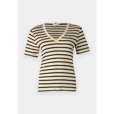 Imagen de Tommy Hilfiger NEW SLIM CODY Camiseta estampada, Mujer, Talla: 3XL, Fine country ivory/navy