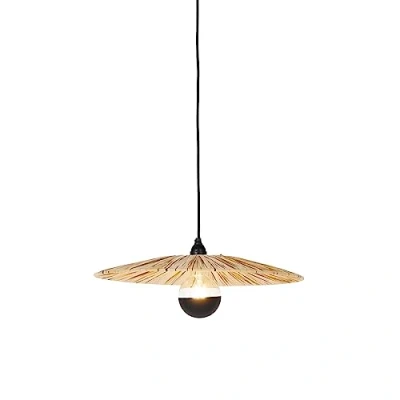 Imagen de QAZQA rústico Lámpara colgante rural negra con cuerda 45 cm Leia/Acero Redonda Adecuado para LED Max. 1 x 40 Watt