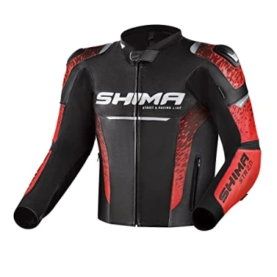 Imagen de Shima STR 2.0 chaqueta de moto Cuero, deportiva con protectores espalda, codos y hombros, piel perforada, para traje 2 piezas (Rojo, 50)