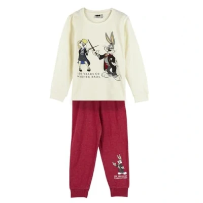 Imagen de Pijama de Invierno los Looney Tunes Color Blanco y Rojo Talla 8 Años Largo Fabricado en Algodón 100% 145 gsm Estampado Lola Bugs Bunny Producto Original Diseñado España