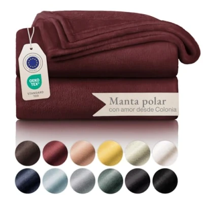 Imagen de Blumtal Mantas para Sofá de Franela Suave y Acolchada Manta Polar 100% Microfibra Extra Suave, sofá, Cama o Sala Estar, Rojo Oscuro, 270 x 230 cm