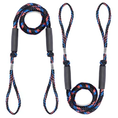 Imagen de Bungee Dock Line Cuerda de Amarre para Barco Línea Muelle del Navegación Elástico Accesorio 2 Piezas (Negro + Azul Rojo)