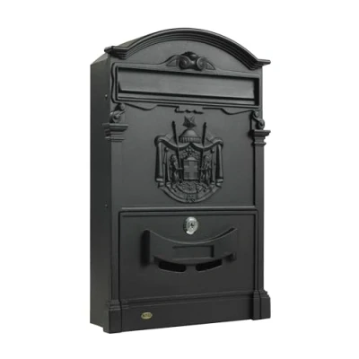 Imagen de Amig Buzón Exterior para Cartas Estilo Clásico Casillero Postal Paredes, Muros o Verjas 40,5 x 25,5 8,5 cm Aluminio Incluye Tornillos Color Negro Mate