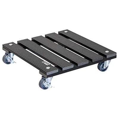 Imagen de WAGNER Soporte con ruedas para plantas WPC 29 x 7,5 cm I Carrito flores uso exterior + interior Wood Plastic Composite FSC®, antracita 2 frenos Capacidad de carga 80 kg 20052001