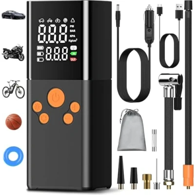 Imagen de Bomba de Aire eléctrica con batería, compresor Aire, 150 PSI, 10000 mAh, batería portátil Pantalla LCD Digital Pressure