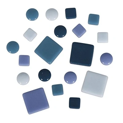 Imagen de Rayher Teselas para mosaicos, tonos azules, 500 g, 395 ud, 1x1 cm + 2x2 1,2 ø, 14828000