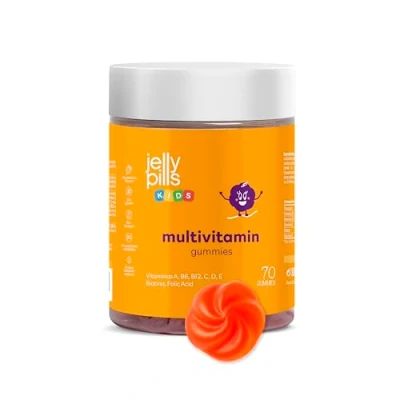 Imagen de Jelly Pills® Gominolas Multivitaminas y Minerales Niños Sin azúcares añadidos 70 Gummies sabor Fresa Todas las Vitaminas A B C D E Biotina Ácido Fólico Zinc Yodo Magnesio Cromo