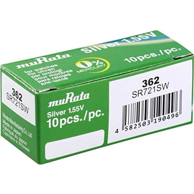 Imagen de Murata 248388 SR721SW PBWW Pila de botón (óxido Plata, 25 mAh, 1,55 V, 10 Unidades)