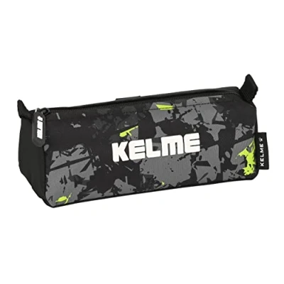 Imagen de Safta KELME Jungle Portatodo con cremallera y compartimiento, Estuche Infantil, Niño, Ideal para Niños, Cómodo Versátil, Calidad Resistencia, 21x7x8 cm, Color Negro, lima gris