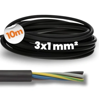 Imagen de 10m Lapp 1600253 H05RN F 3x1 mm² cable de goma flexible I resistente a los rayos UV y al aceite robusto 3G1 negro con conductor protección para herramientas manuales decoración electrodos