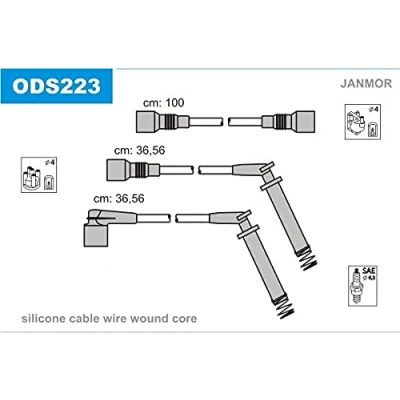 Imagen de JANMOR ODS223 Juego de Cables Encendido OPEL: Astra F CC, Calibra A, Kadett E CC