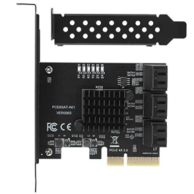 Imagen de Tarjeta de expansión para ASMedia ASM1166 Master, PCIE a Disco Duro SATA3.0 6 Puertos Adaptador concentrador Interfaz 6G PCI E3.0 GEN3 4X, fácil Transportar y almacenar