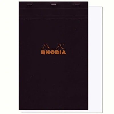 Imagen de RHODIA 190009C Bloc de notas N19 A4+ 80 Hojas Separables Papel Clairefontaine blanco liso g/m² Tapa cartulina recubierta, resistente y suave Negro
