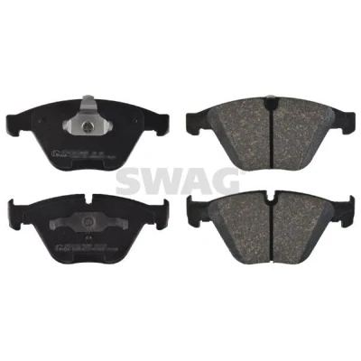 Imagen de SWAG 20 91 6433 Juego de pastillas freno Eje delantero preparado para indicador desgaste con clip émbolo BMW: 3 Berlina, 5 Coupé