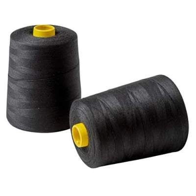 Imagen de IPEA Hilo de Coser para Máquina 2 Bobinas Grandes 9000 metros (18.000 en total) Poliéster Costur Color Negro Altura 12 cm