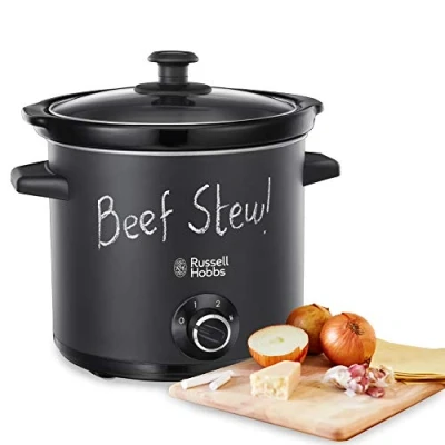 Imagen de Russell Hobbs Olla de Cocción Lenta Chalkboard Capacidad 3,5 L, 4 Raciones, 3 Temperaturas, Cazuela Cerámica, Fácil Limpieza, Tapa Cristal, Cuerpo con Revestimiento Pizarra, Negro 24180 56