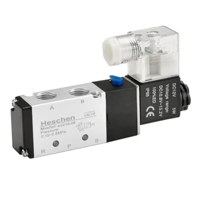 Imagen de Heschen Electroválvula neumática eléctrica 4V210 08 12VDC PT1 / 4 5 vías 2 posiciones CE