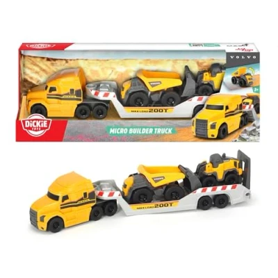 Imagen de Dickie Toys Camión Mack Tráiler de Juguete, Gama Volvo Series, con Luz y Sonido, Ruedas Giro Libre, Incluye 1 Remolque 2 Vehículos Obra, Apto para Niños Niñas a Partir 3 Años 41 cm