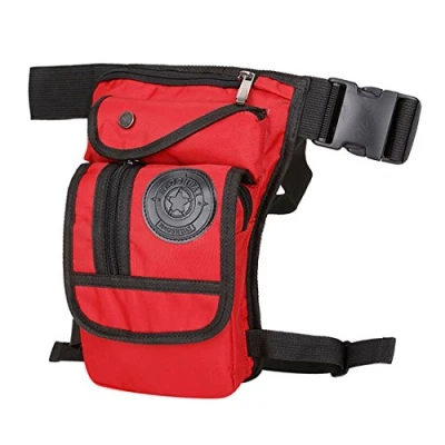 Imagen de Xieben Nylon Bolsa De La Pierna Gota para Los Hombres Las Mujeres Motocicleta Cadera Cintura Paquete Viaje Al Aire Libre Que Acampa Táctico Camina Ciclismo Rojo