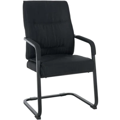 Imagen de CLP Silla De Conferencia Anubis En Tela I Reunion Estilo Cantiléver Oficina Sin Ruedas &amp; con Base Metal, Color:Negro/Negro