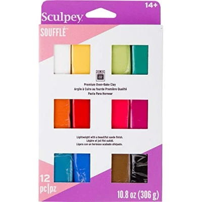 Imagen de Polyform Sculpey Soufflé Multipack 0.9 onzas 12 kg, Arcilla, Multicolor, 7.75x4.75x0.8 Inches, 12000