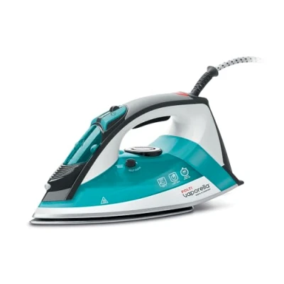 Imagen de Polti Vaporella Quick&amp;Comfort QC120, Plancha de Vapor con Suela Acero Inoxidable, Empuñadura Soft Touch, Potencia 2200 W, Depósito 300 ml, Golpe 180 g, Azul Claro y Negro