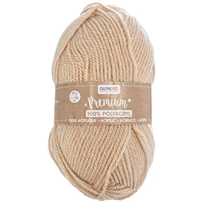 Imagen de Glorex Lana prémium de 100% acrílico, fácil Trabajar, versátil, cálida, Suave, no Pica, 50 g, Aprox. 140m Beige, 140