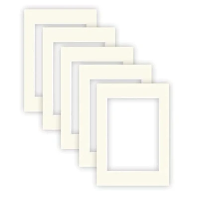 Imagen de nielsen Conservation Passepartout cartón 1,5 mm, juego de 5, tamaño exterior 29,7x42 cm (A3) para imagen 21x29,7 (A4), blanco marfil liso