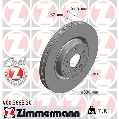 Imagen de ZIMMERMANN COAT Z 400.3683.20 Disco de freno 330 32 8/5 5 112 ventilación interna revestido altamente carbonizado MERCEDES BENZ: Clase ML, GLE SUV