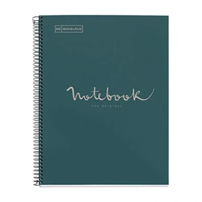 Imagen de Miquelrius Cuaderno reciclado A4, 80 Hojas de g/m², Cuadrícula 5 x mm, Papel (recuperado Post Consumo), 1 Franja Color, 4 Taladros, Cubierta Reciclada, Eco Marino
