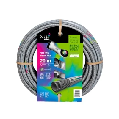 Imagen de FITT NTS MASTERPLUS 1/2&quot; (12,5mm) 20m Manguera para Riego de Jardín Robusta Uso Intensivo Profesional con Pistola Multichorro y Racores