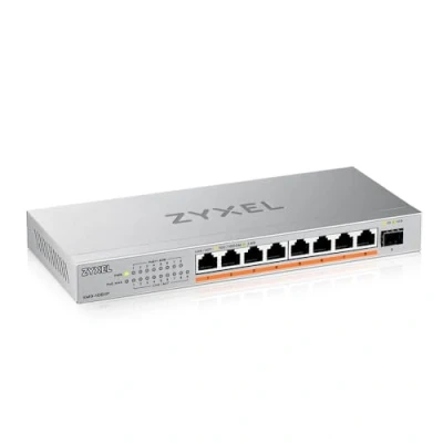 Imagen de Zyxel 8 Port PoE 2.5G Multi Gig Unmanaged Switch @ 100W con x PoE++(60W), 1 10G SFP+ Montaje en sobremesa o Pared [XMG 108HP]