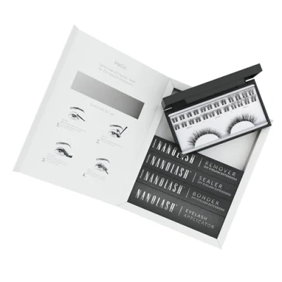 Imagen de kit de inicio extensión pestañas postizas en racimos casa Nanolash completo para aplicar DIY, extensiones (Negro, FANTASY)
