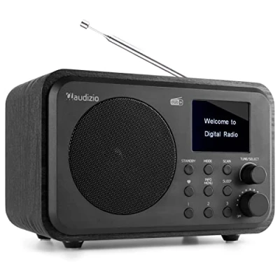 Imagen de Audizio Milan Radio Dab portátil con Bluetooth y batería incorporada, Despertador Temporizador de Apagado, FM Blanco