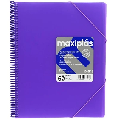 Imagen de Grafoplás 39836035－Carpeta de 60 fundas A4 con sobre, gomas y espiral, color violeta
