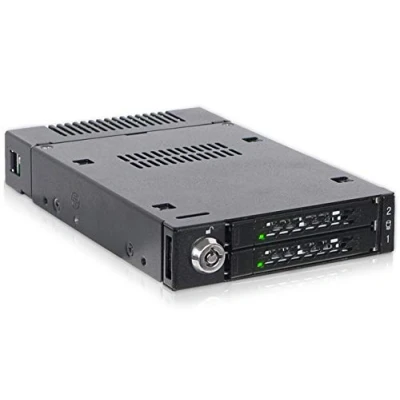 Imagen de Icy Dock ToughArmor MB834M2K B Rack móvil, Carcasa de Metal para 2 x SSD PCIe 4.0 NVMe M.2, a través miniSAS HD SFF 8643, se Adapta M.2 30 mm 110 en bahía 3,5&quot;