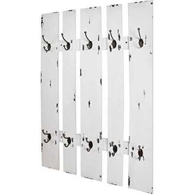 Imagen de HAKU Möbel Perchero de pared blanco, MDF, metal Dim.: AN 65 cm x AL 100 P 9 cm, Estilo: Industrial