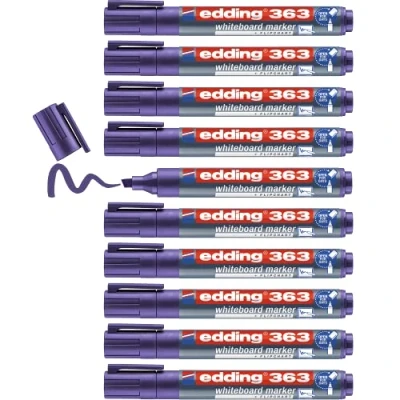 Imagen de edding 363 marcador para pizarras blancas violeta 10 rotuladores punta biselada 1 5 mm rotulador pizarra blanca, borrado en seco flipchart, tablón de notas