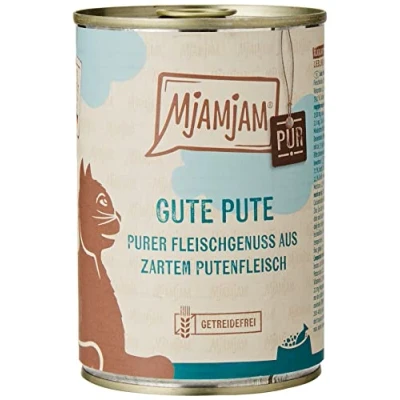 Imagen de MjAMjAM comida húmeda premium para gatos puro disfrute de la carne buen pavo puro, paquete 6 (6 x 400 g), sin cereales con extra