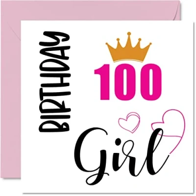 Imagen de Tarjeta de cumpleaños número 100 para mujeres, niña, tarjetas feliz mujer años, gran abuela, niñera, madrastra, tía, 145 mm x mm, felicitación un