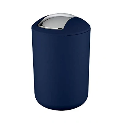 Imagen de Wenko 22521100 Papelera con tapa Brasil L Cubo, Absolutamente resistente a los golpes, plástico termoplástico (TPE), Azul (oscuro), 6,5