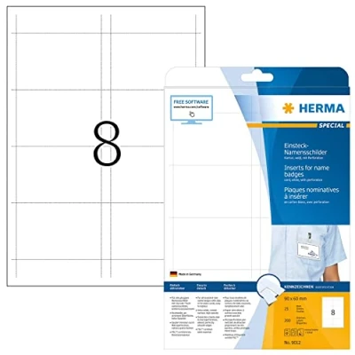 Imagen de Herma 9012 Pack de 200 Tarjetas, 90 x 60 mm, color blanco